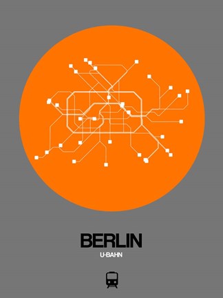Framed Berlin Orange Subway Map Print