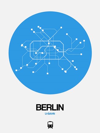 Framed Berlin Blue Subway Map Print