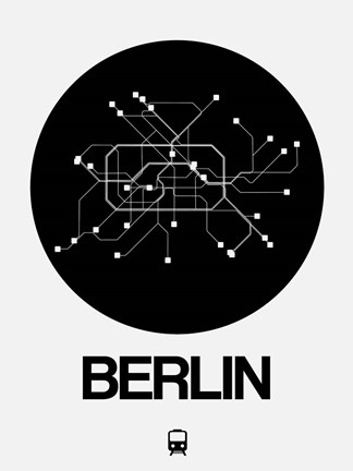 Framed Berlin Black Subway Map Print