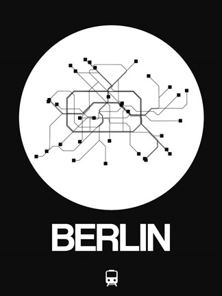 Framed Berlin White Subway Map Print