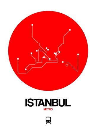 Framed Istanbul Red Subway Map Print