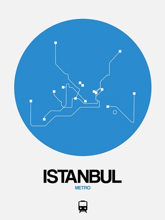 Framed Istanbul Blue Subway Map Print