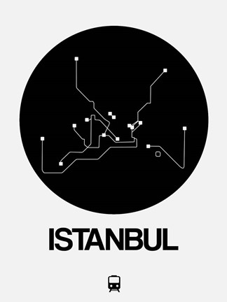 Framed Istanbul Black Subway Map Print