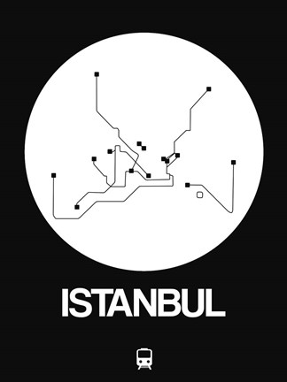Framed Istanbul White Subway Map Print