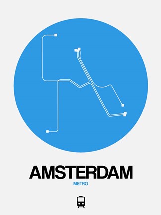 Framed Amsterdam Blue Subway Map Print