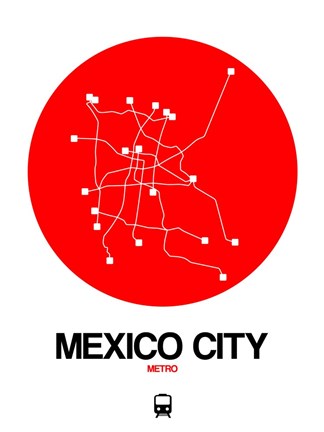 Framed Mexico City Red Subway Map Print