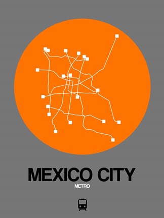 Framed Mexico City Orange Subway Map Print