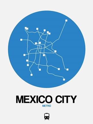 Framed Mexico City Blue Subway Map Print