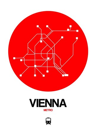 Framed Vienna Red Subway Map Print