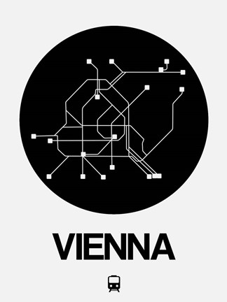 Framed Vienna Black Subway Map Print