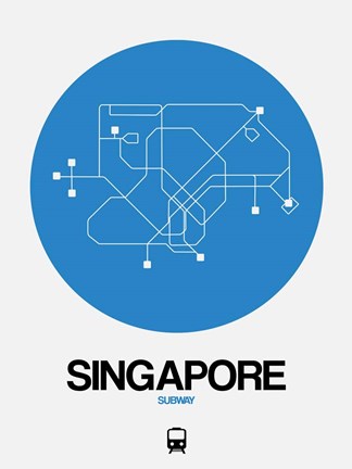 Framed Singapore Blue Subway Map Print