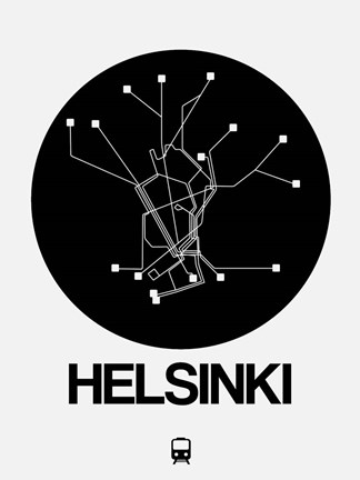 Framed Helsinki Black Subway Map Print