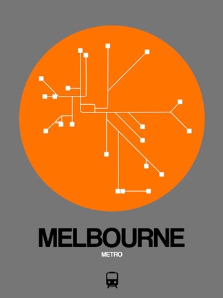 Framed Melbourne Orange Subway Map Print