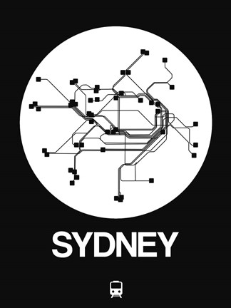 Framed Sydney White Subway Map Print