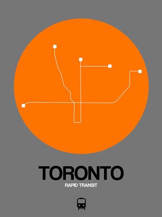 Framed Toronto Orange Subway Map Print
