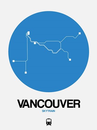 Framed Vancouver Blue Subway Map Print
