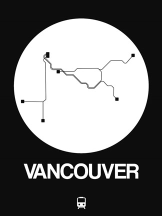 Framed Vancouver White Subway Map Print