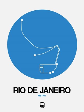 Framed Rio De Janeiro Blue Subway Map Print
