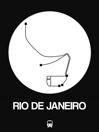 Framed Rio De Janeiro White Subway Map Print
