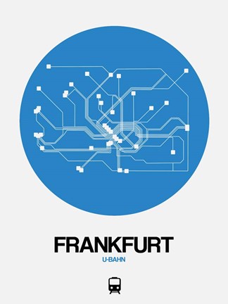 Framed Frankfurt Blue Subway Map Print