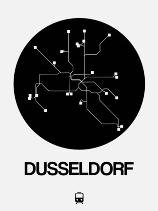 Framed Dusseldorf Black Subway Map Print