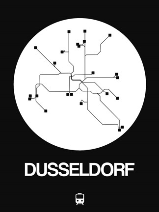 Framed Dusseldorf White Subway Map Print