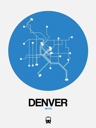 Framed Denver Blue Subway Map Print