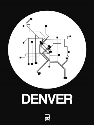 Framed Denver White Subway Map Print