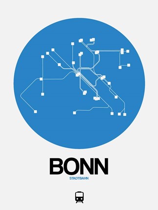Framed Bonn Blue Subway Map Print