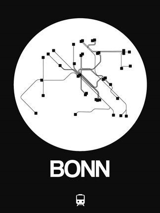 Framed Bonn White Subway Map Print