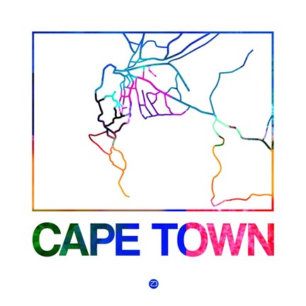 Framed Cape Town Watercolor Street Map Print