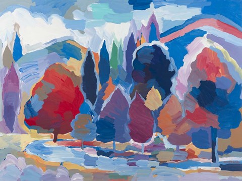 Framed Stream Side Gathering #2 Print