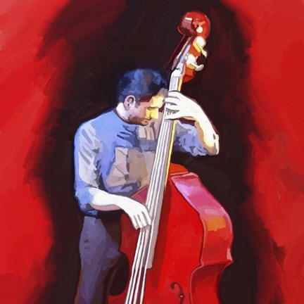 Framed Bass Player Print