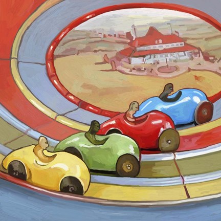 Framed Pop Art Retro Toy Race Cars Print