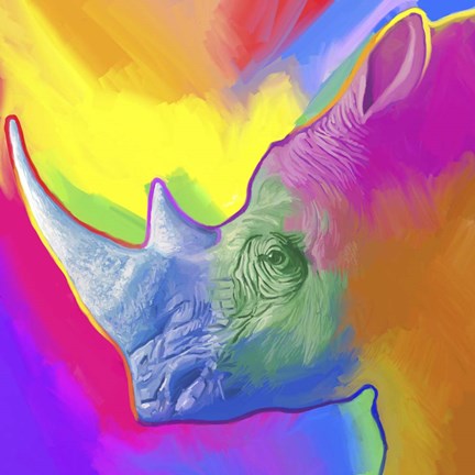 Framed Rhino Pop Art Print