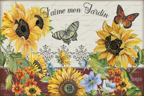 Framed J&#39;aime mon Jardin Print