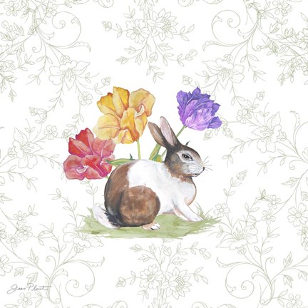 Framed Bunnies In The Tulips-D Print