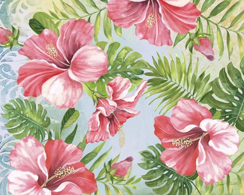 Framed Hibiscus Paradise I Print