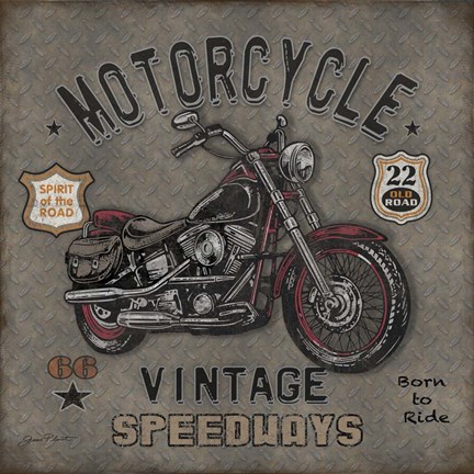 Framed Motorcycle Speedway I Print