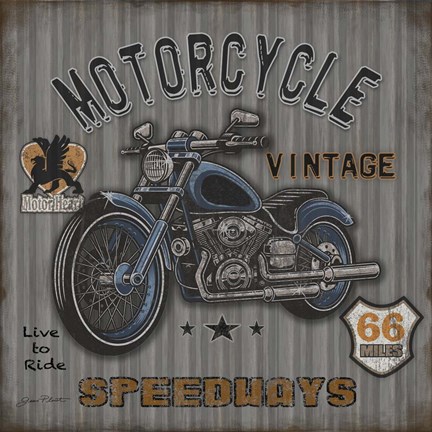 Framed Motorcycle Speedway II Print