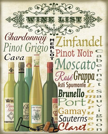 Framed Wine List Print