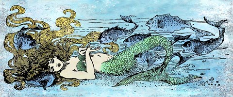 Framed Mermaid Under the Sea-A Print