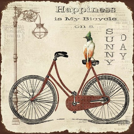Framed Happiness is My Bicycle Print