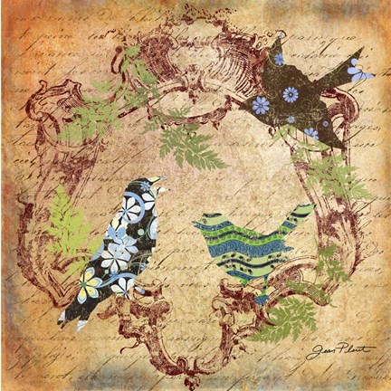 Framed Pretty Birds In The Ferns - B Print