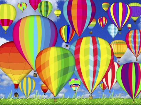Framed Hot Air Balloons Print