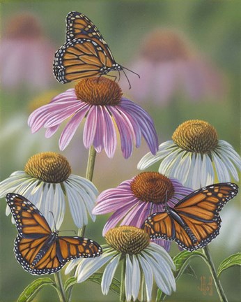 Framed Three Monarchs Print