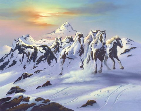 Framed Horses In The Snow Print