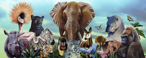 Framed Animal Collage 4 Print