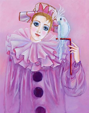 Framed Harlequin And Cockatiel Print