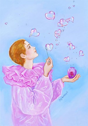 Framed Pierrot&#39;s Bubbles Of Love Print
